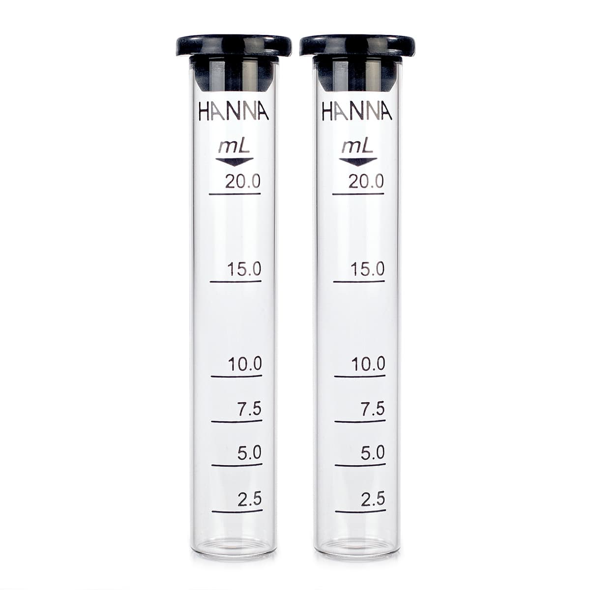 20 mL Glass cylinder with cap, 2 pcs