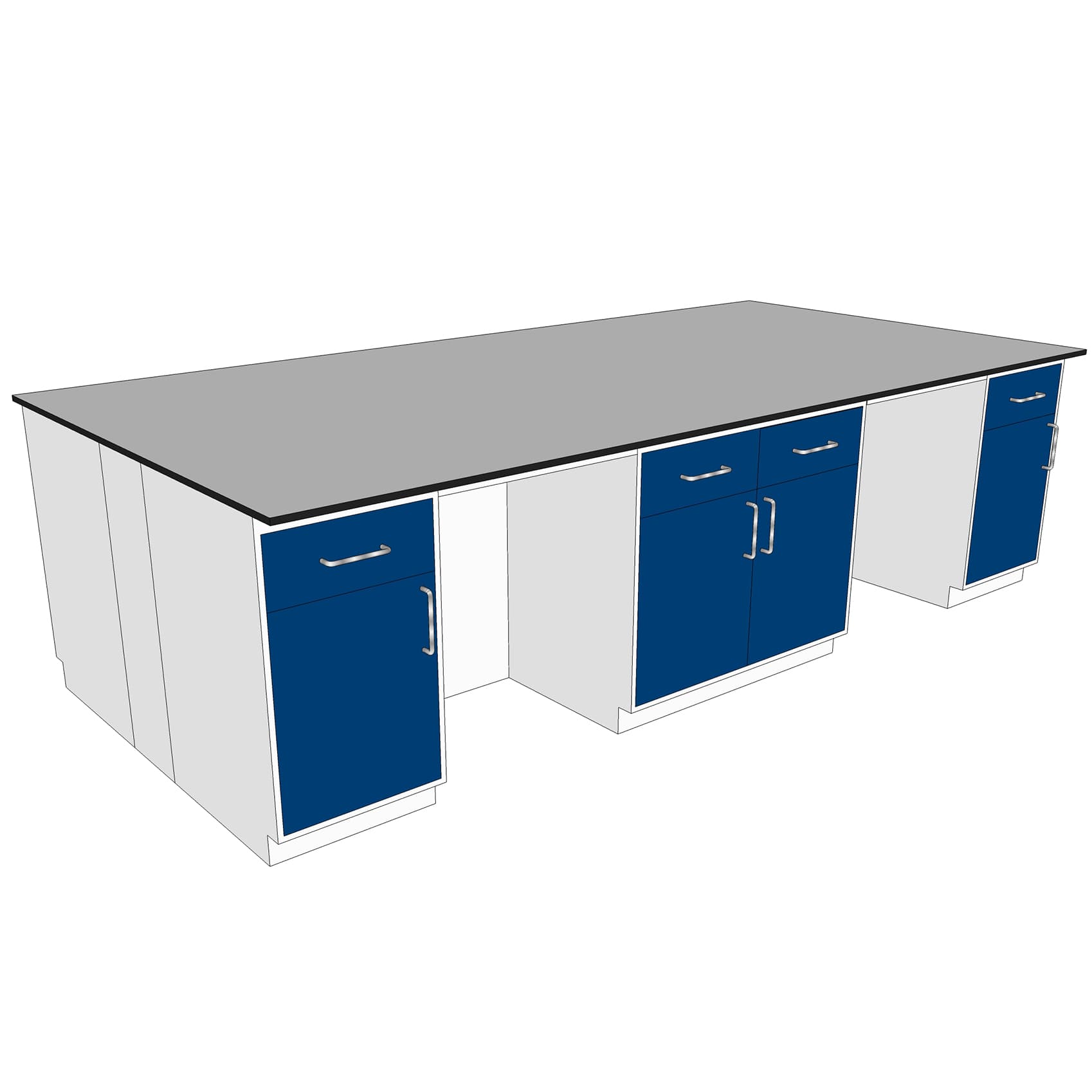 โต๊ะปฏิบัติการกลาง Island Bench Size 1500(W) X 3000(L) X 846(H)mm