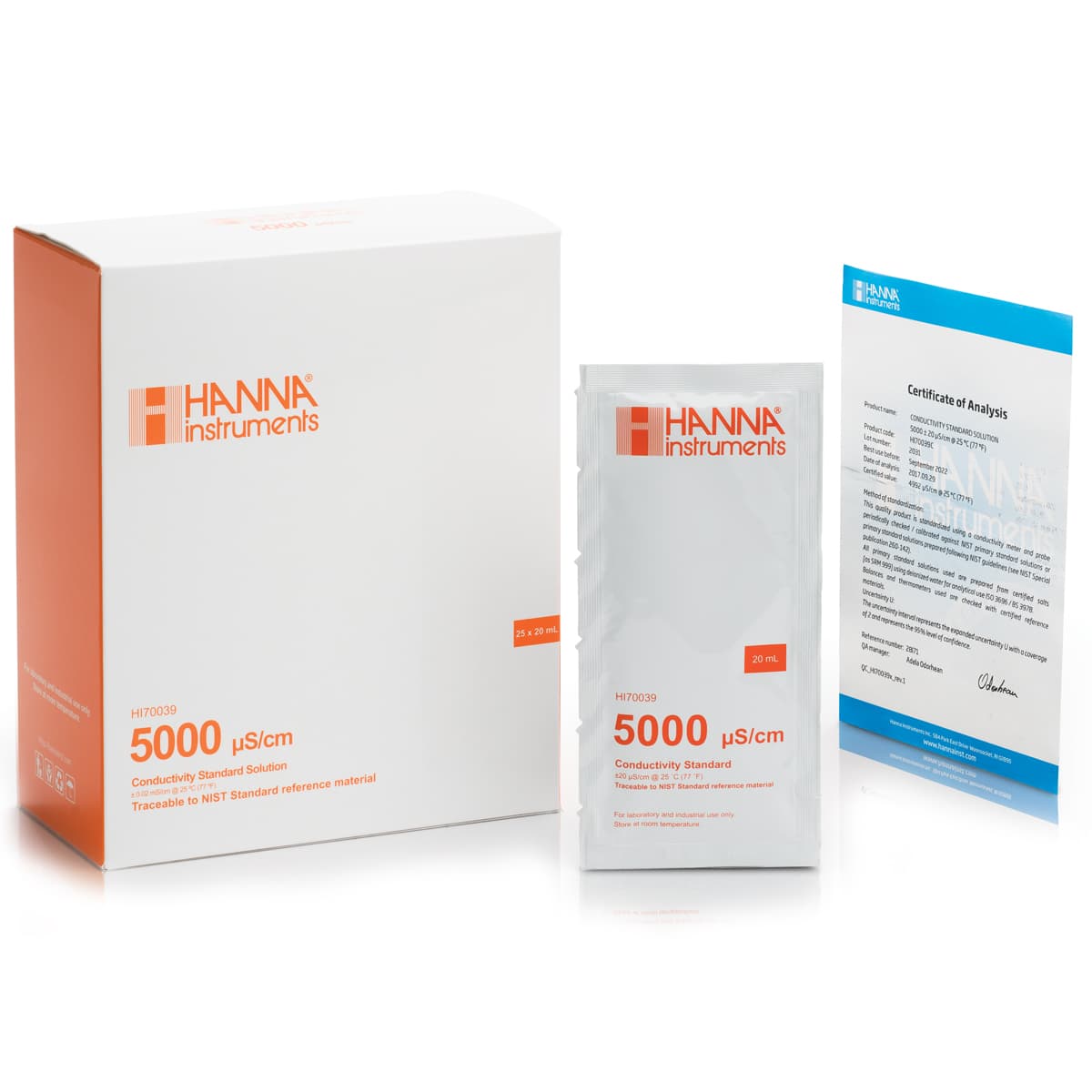 HI70039C – EC 5000 μS/cm@25°C Zert. – 25x20ml