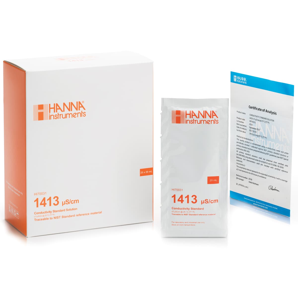HI70031C – EC 1413 μS/cm@25°C Zert. – 25x20ml