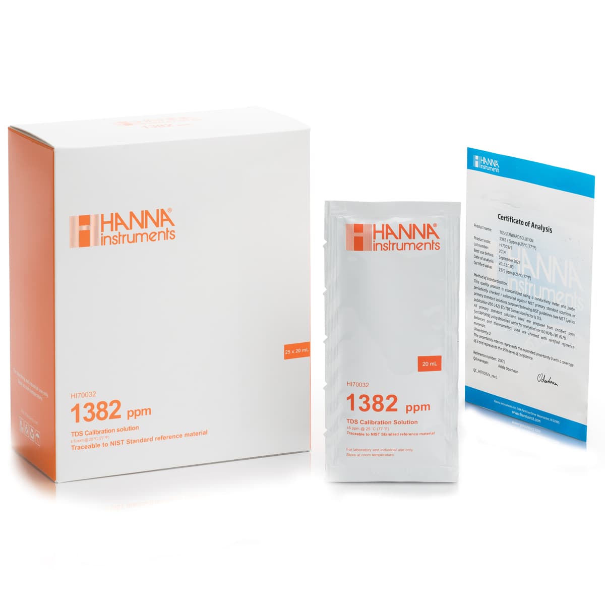 HI70032C – 1382 mg/l (ppm) TDS@25°C Cert. – 25x20ml