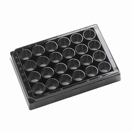 Porvair Sciences 24 Well Black glass bottom assay plate With Lid Sterile 324042