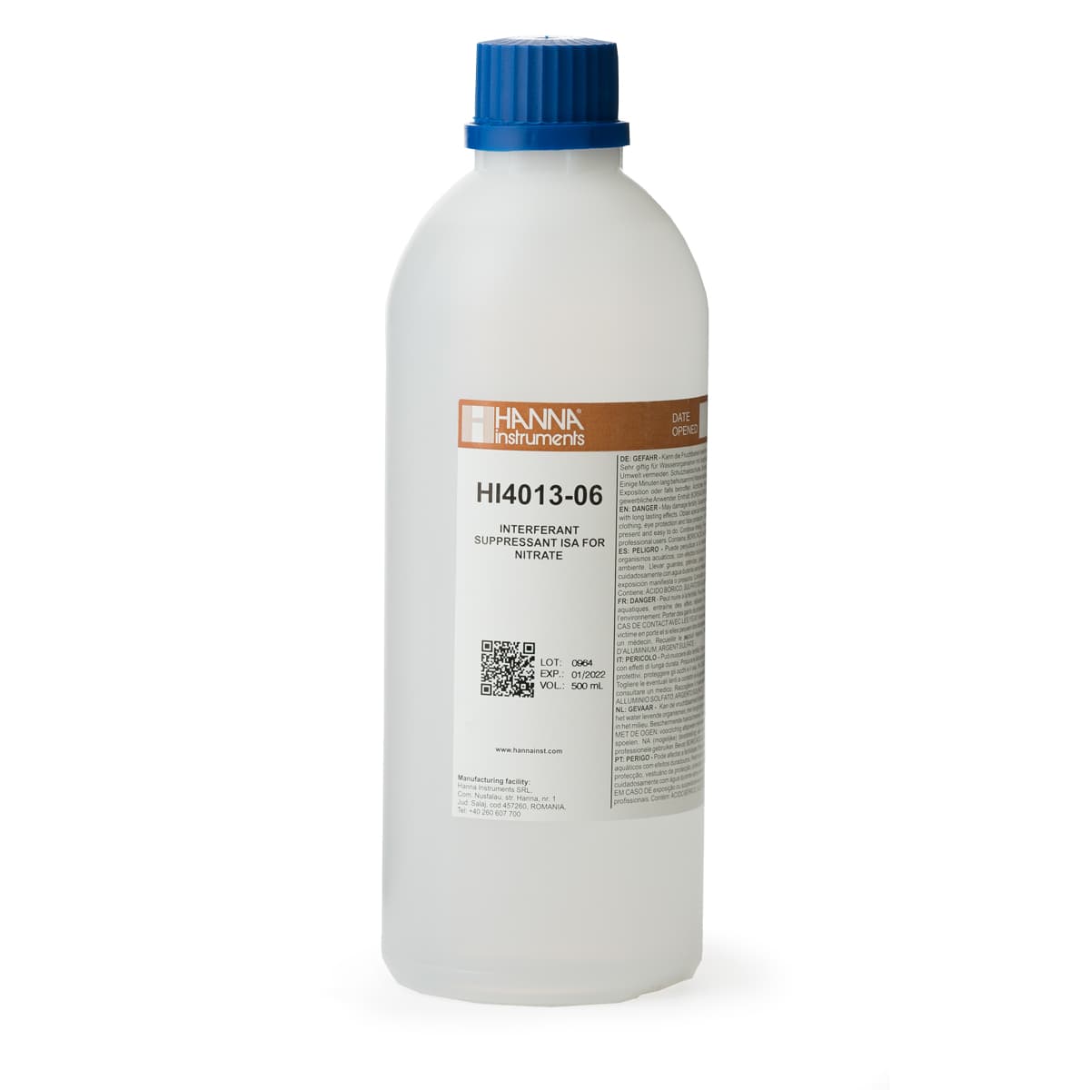 HI4013-06 Nitrate Interferent Suppressant ISA, 500 ml Bottle