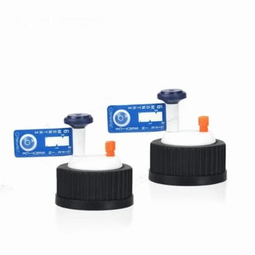 LABPRO QuickFit GL38 Safety Cap With 2 Ports Including 1x Air Valve and 1 x 1/4’’-28 Fitting for 1/8’’ Tubing, 100pcs/ctn LPQ003884