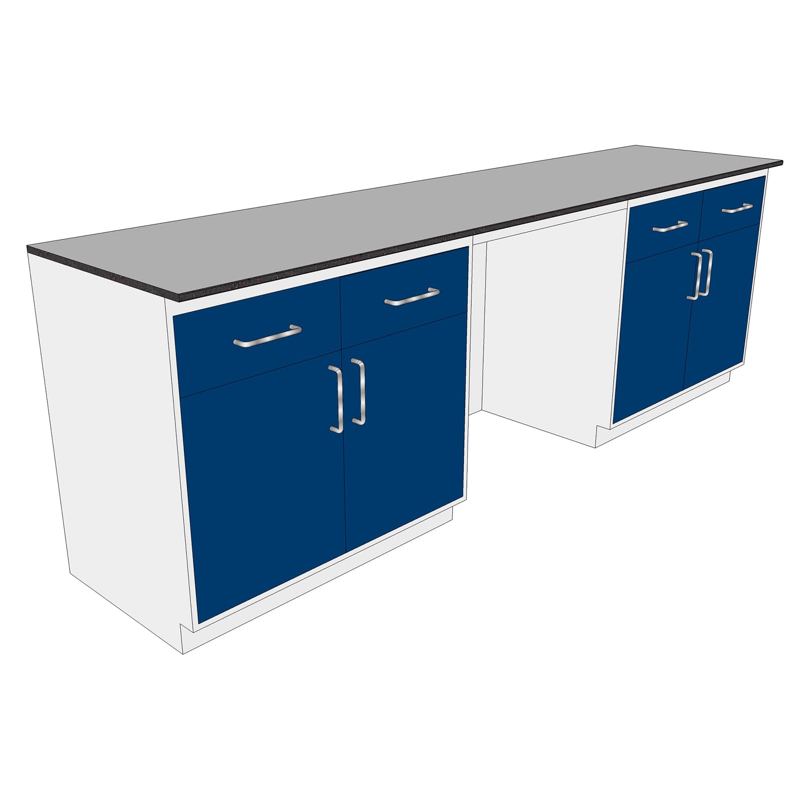 โต๊ะปฏิบัติการชิดผนัง Wall Bench Size 600(W) X 2500(L) X 846(H)mm