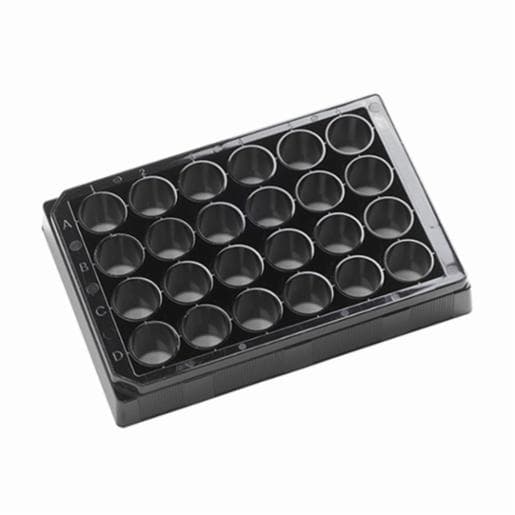 Porvair Sciences 24 Well, Round, Black, Clear F-bottom, Polystyrene Assay Microplate 303008