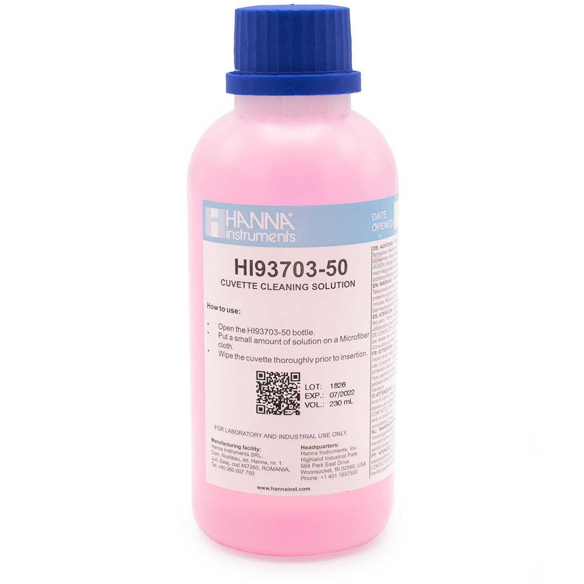 HI93703-50 Cuvette Cleaning Solution, 230 ml – (Photometer)