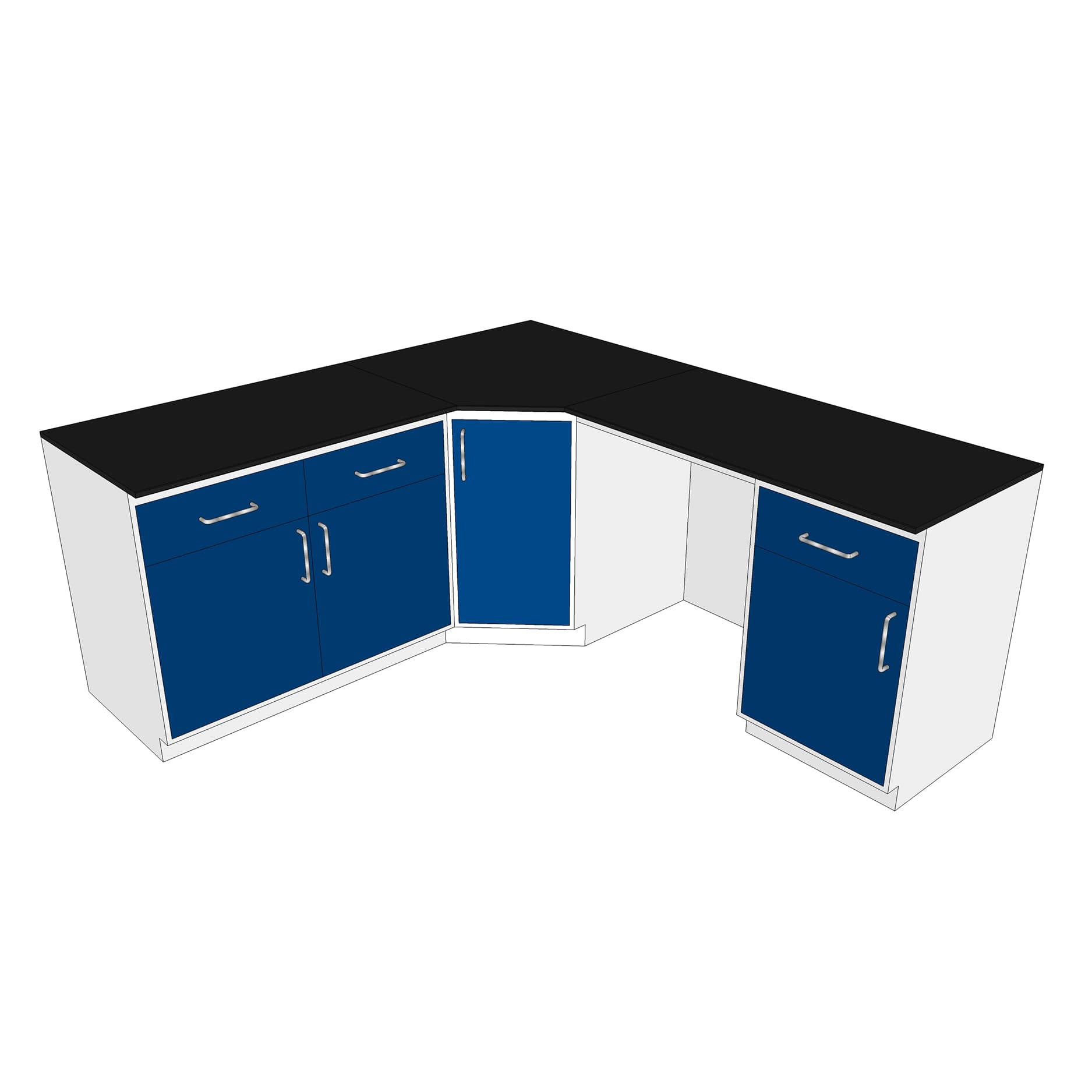 โต๊ะปฏิบัติการชิดผนังรูปตัวแอล Wall Bench L-Shape Size 600(W) X 1825(L1) X 2000(L2) X 846(H)mm