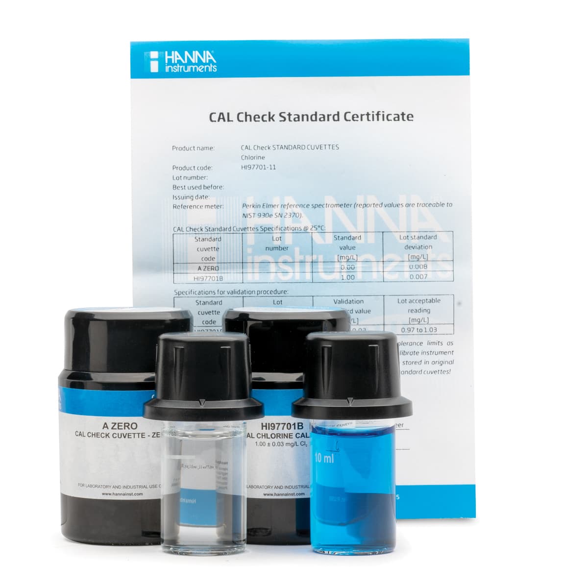 Free and Total Chlorine CAL Check Standards for HI97701