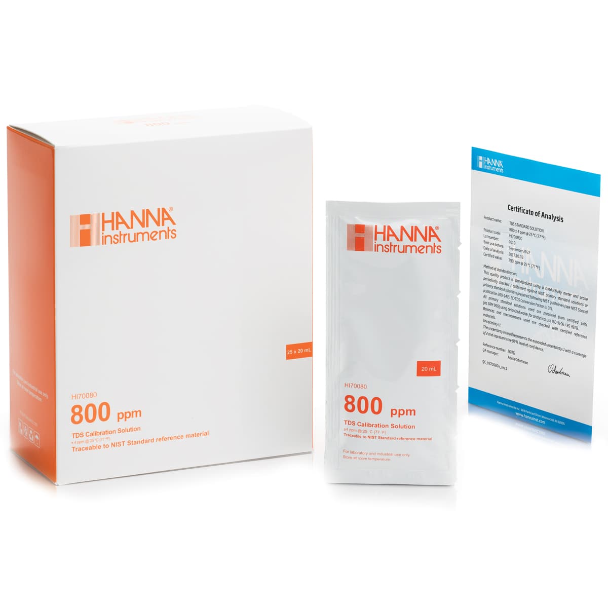 HI70080C – 800 mg/l (ppm) TDS@25°C Zert. – 25x20ml