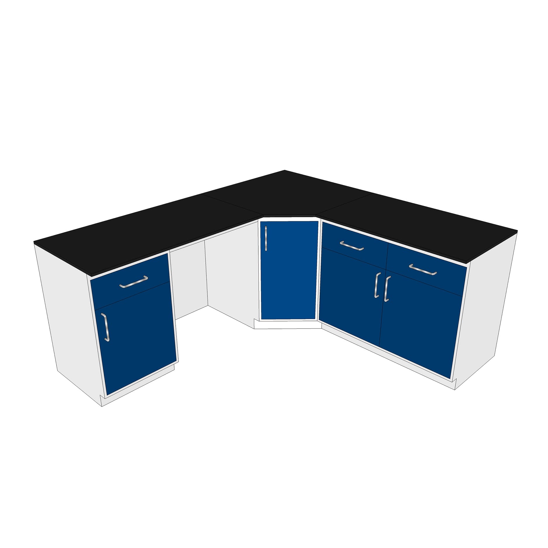 โต๊ะปฏิบัติการชิดผนังรูปตัวแอล Wall Bench L-Shape Size 600(W) X 2000(L1) X 1825(L2) X 846(H)mm